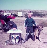 Chris, my brother Nick and Sparky our dog in Desert. Sparky live to be 17 years old.