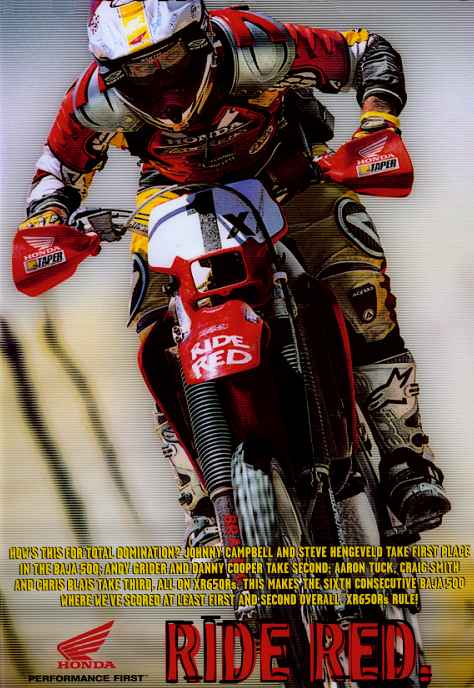 Chris Blais listed on bottom of Johnny Campbell poster in Cycle News