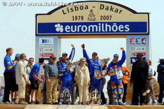 The top three Motobike racers on the Podium - Chris 3rd place