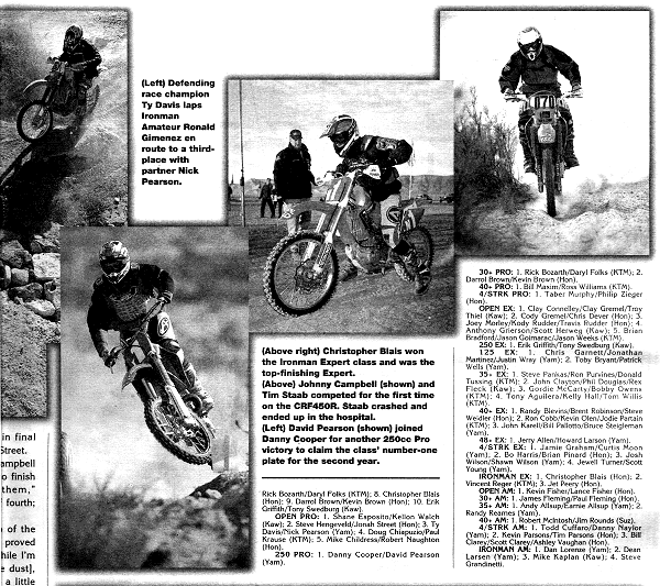 Cycle News Article from the Vegas 200 on December 1, 2001. 
